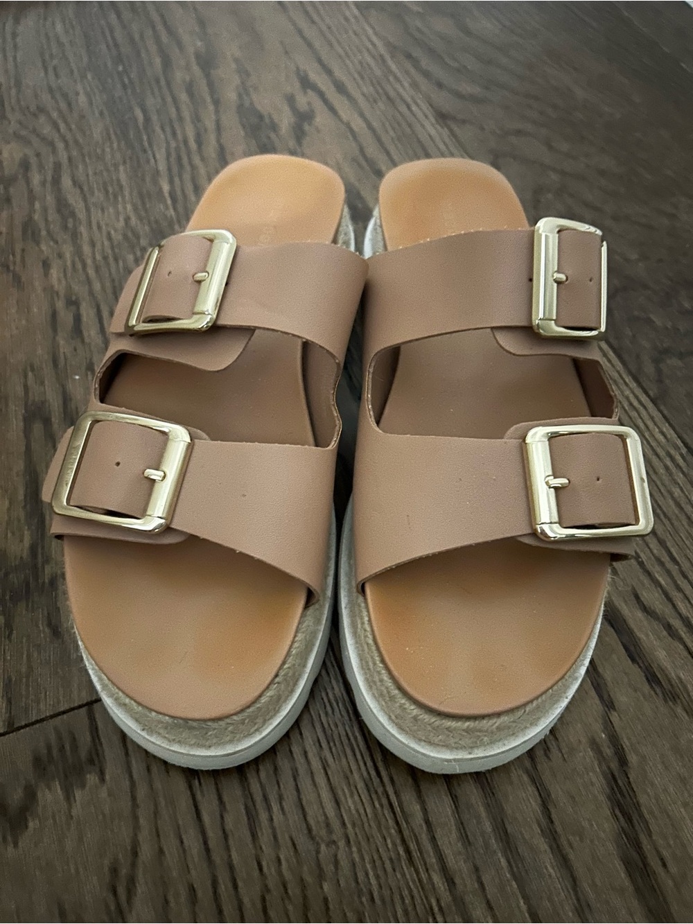 Madden Girl Tan Double-Buckle Platform Sandals